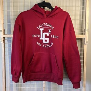 Women’s XS Hoodie Red Graphic Los Angeles 1980 Pocket